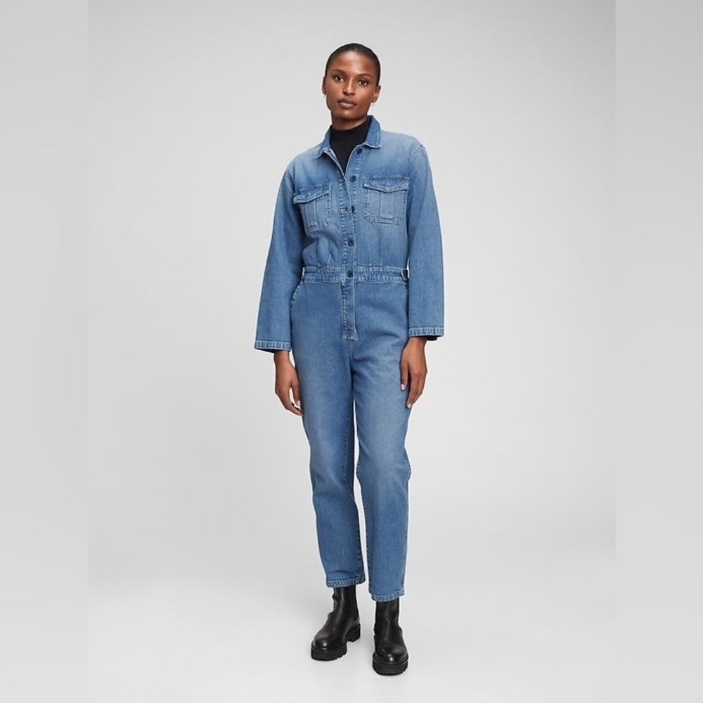 Gap Denim Long Sleeve Jumpsuit Size 6 - Picture 1 of 6